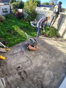 Natural paving silver birch , raised beds, new instant lawn , cladding Fencing (4)