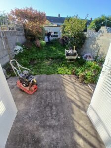 Natural paving silver birch , raised beds, new instant lawn , cladding Fencing (6)